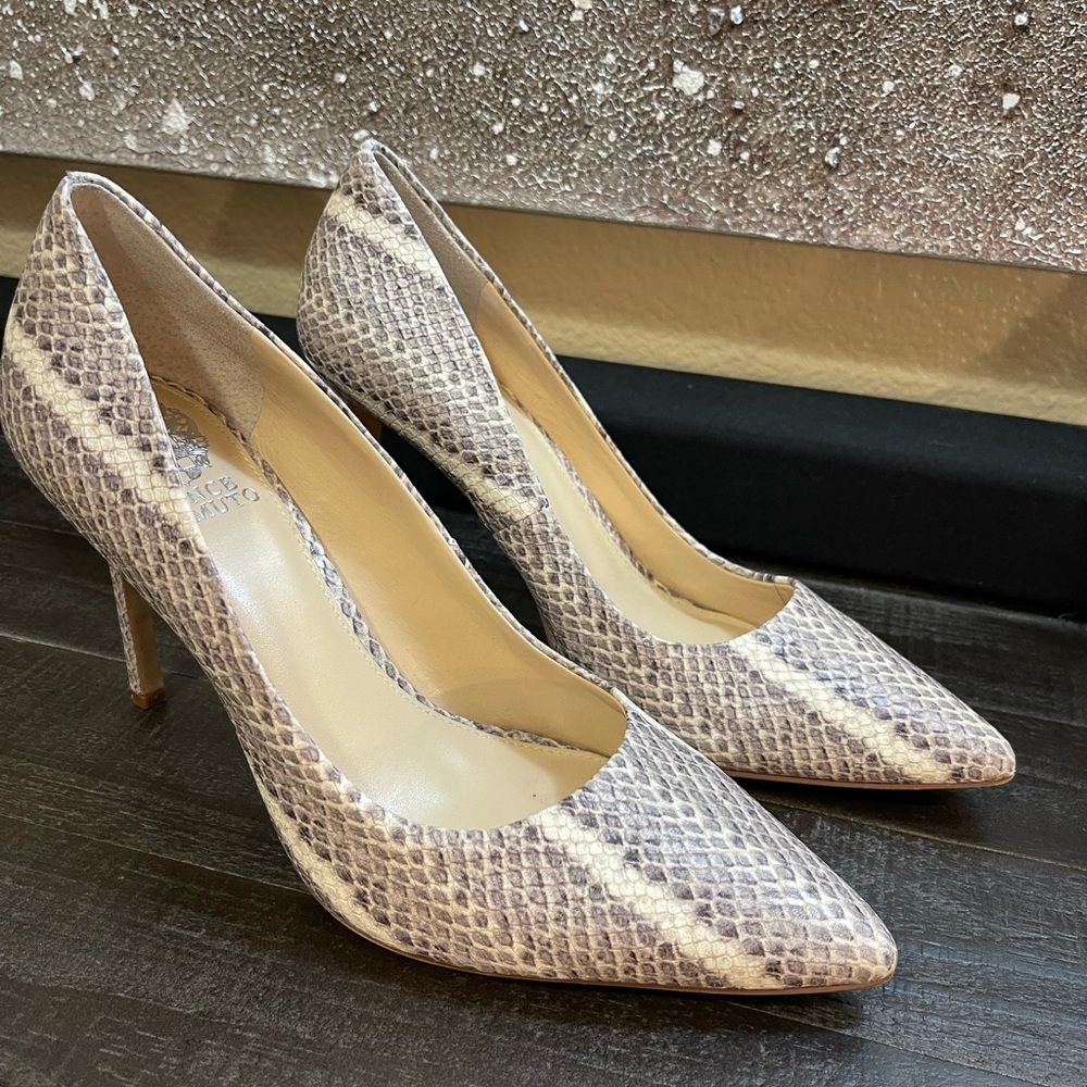 Grey White Python Snake Print, High Heels Pumps S… - image 2